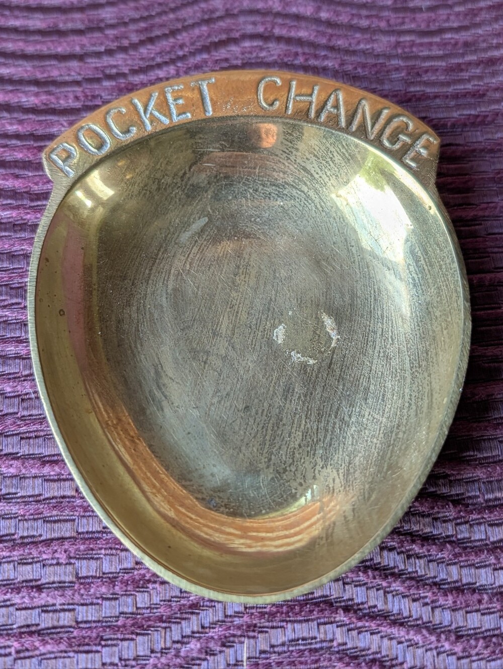 vintage brass POCKET CHANGE trinket dish